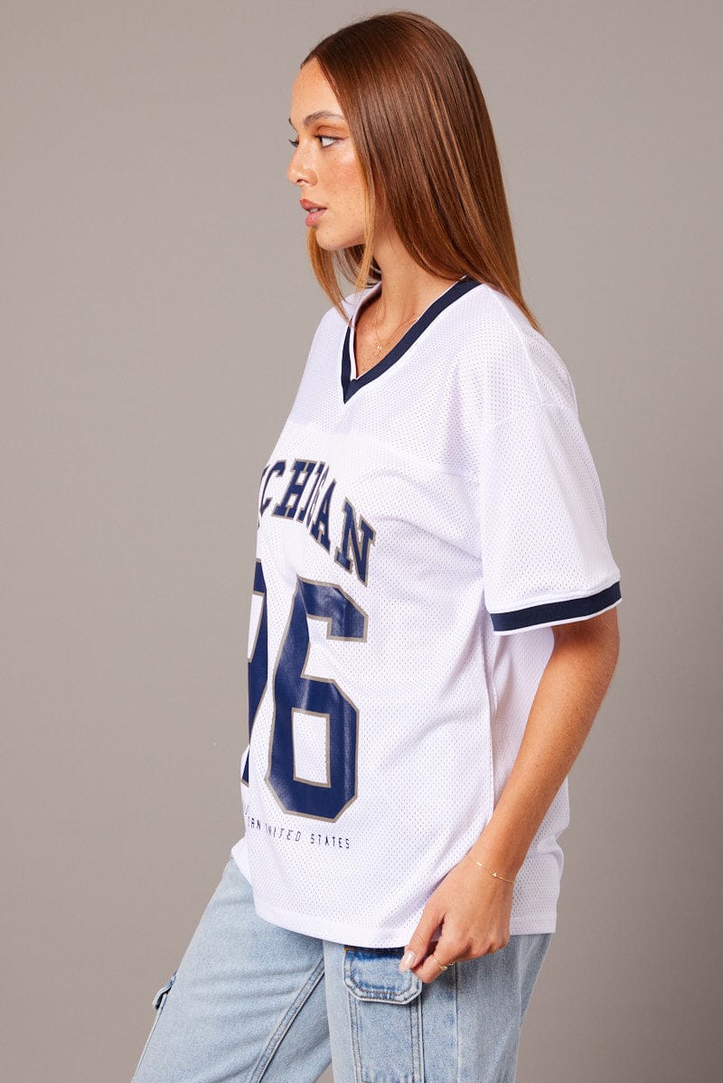 White Sports Tee Short Sleeve