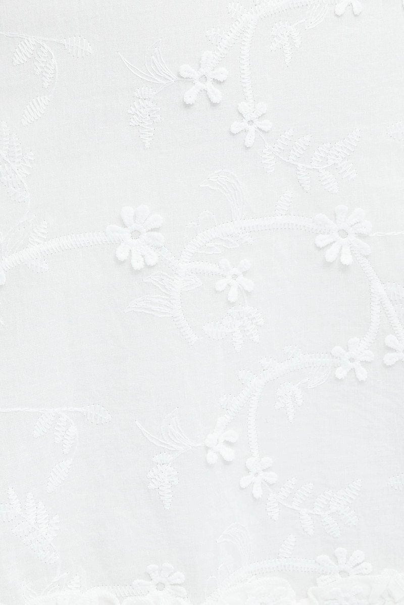 White Mini Dress Wing Sleeve Cotton Lace