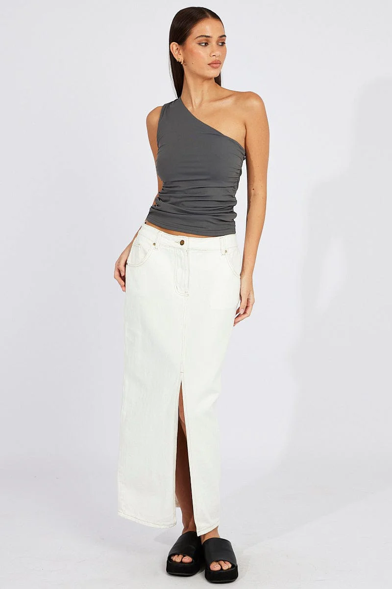 Grey Supersoft Top One Shoulder