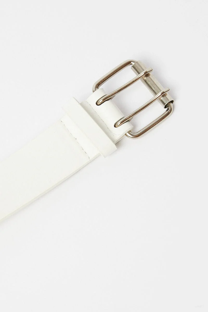 White Waist and Hip Eyelet Jeans Belt