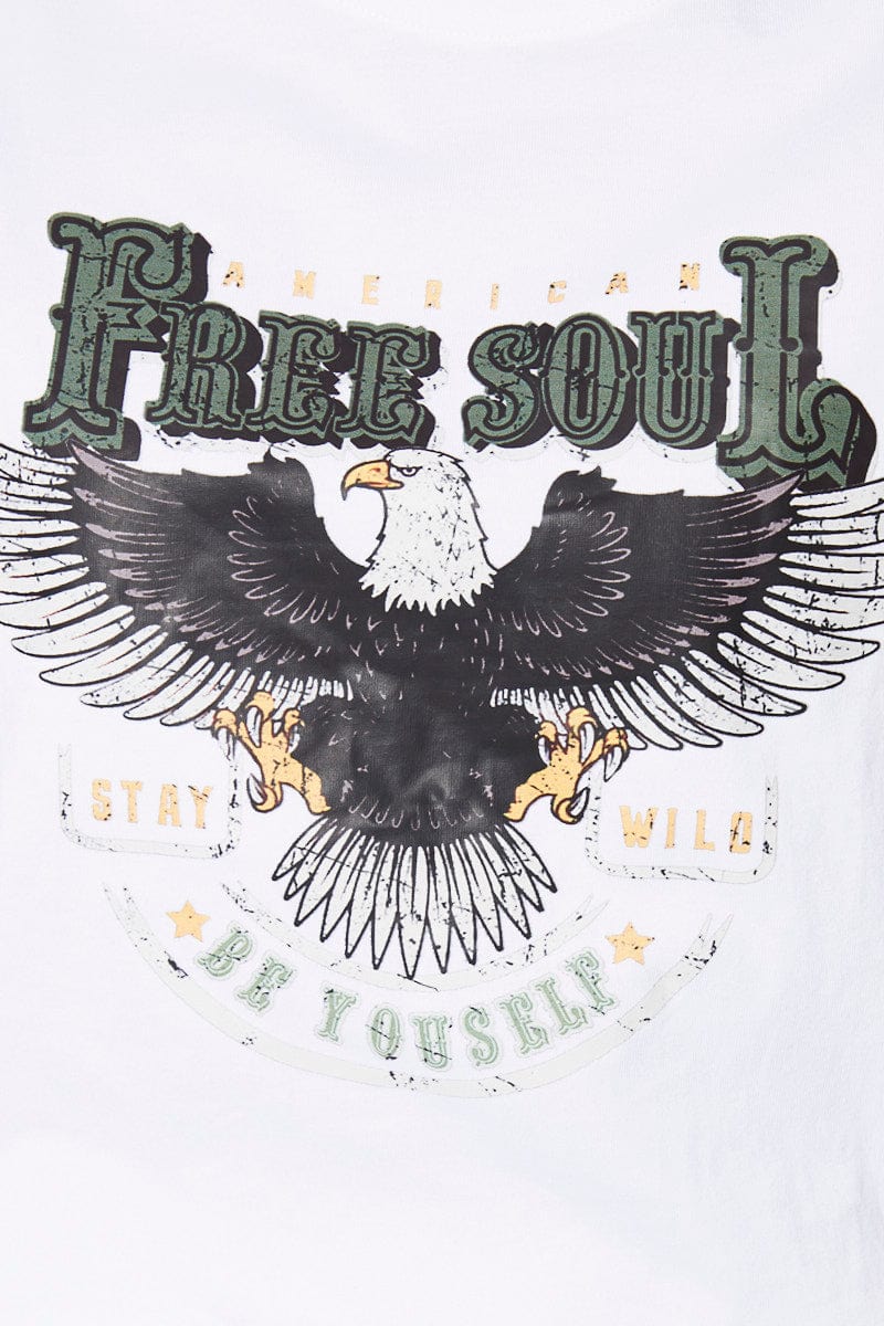 White Graphic T Shirt Short Sleeve