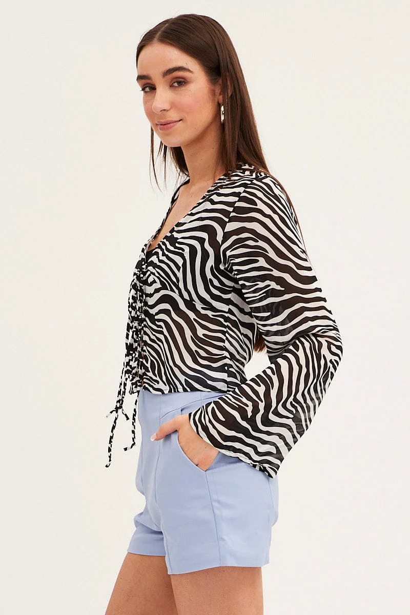 Blue High Rise Shorts