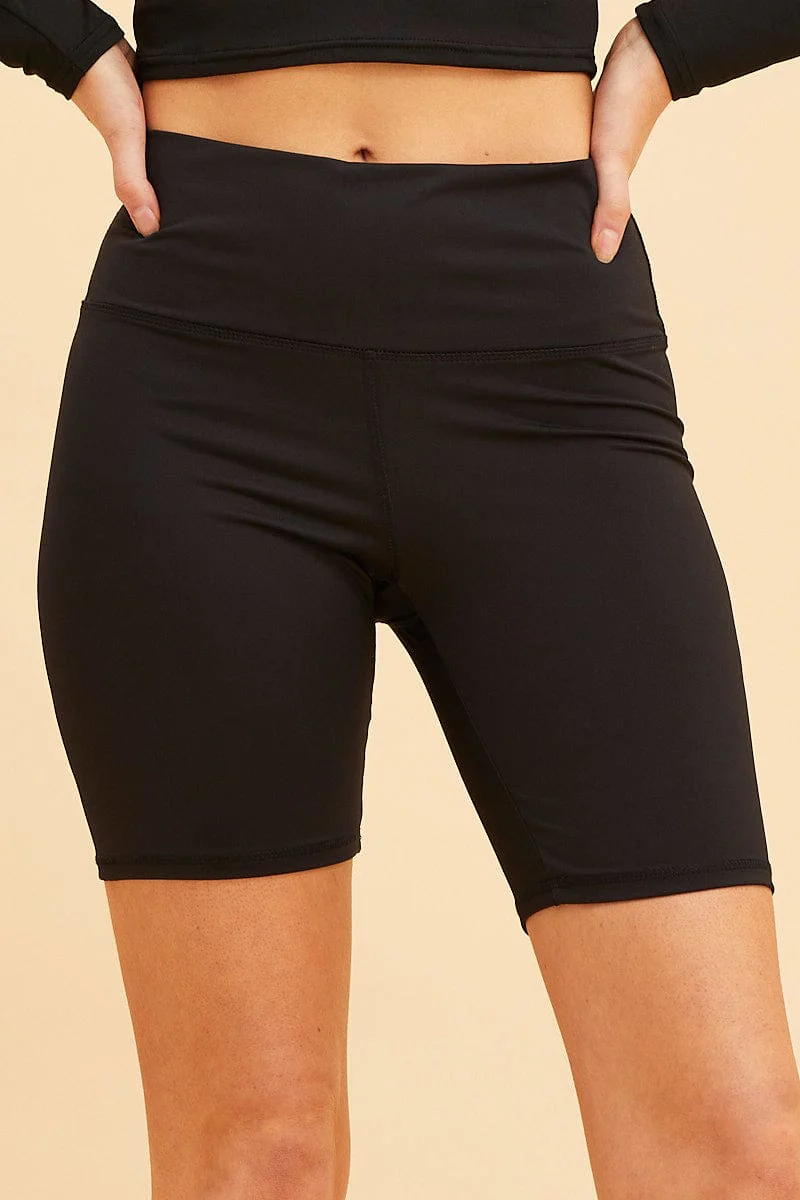 Black Bike Short 7 Length Active