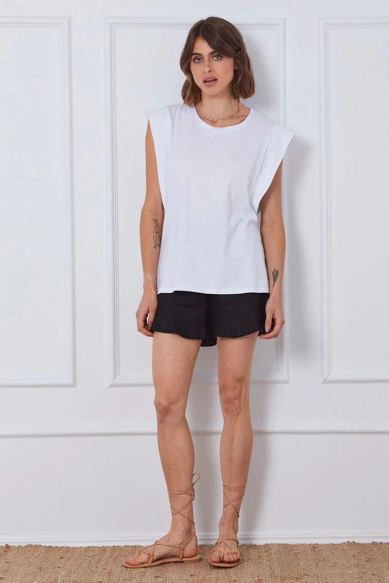 White T Shirt Sleeveless Crew Neck