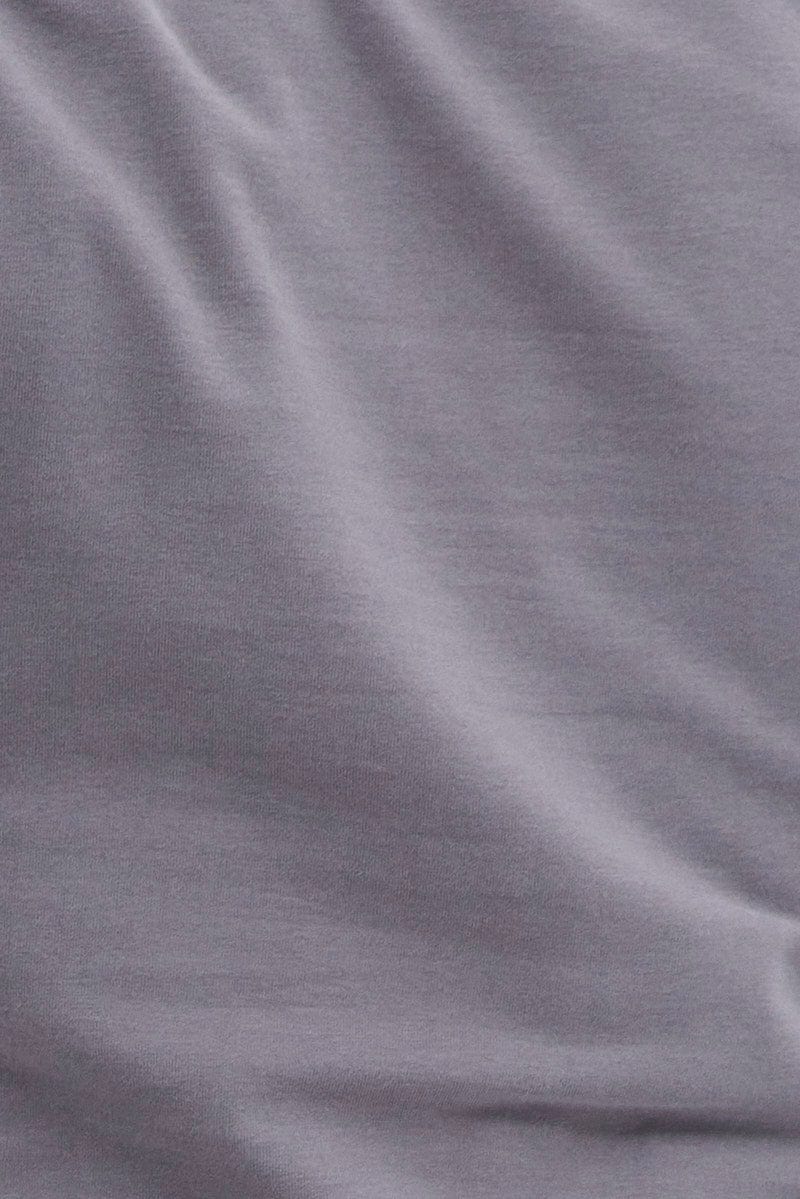 Grey Crop Top Long Sleeve Crew Neck Keyhole Cotton