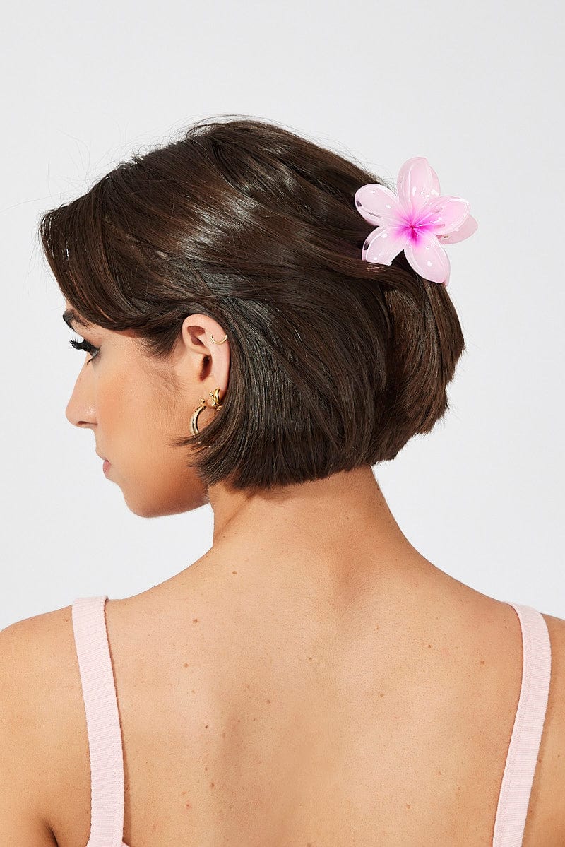 Pink Flower Claw Clip