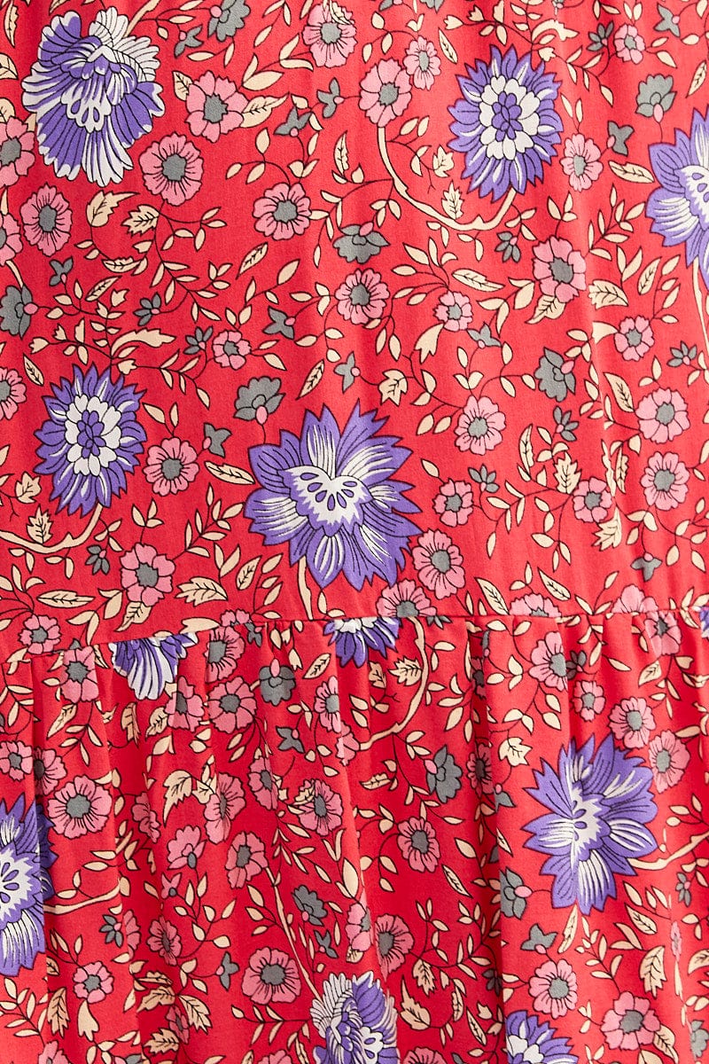 Boho Print Elastic Waist Boho Maxi Skirt