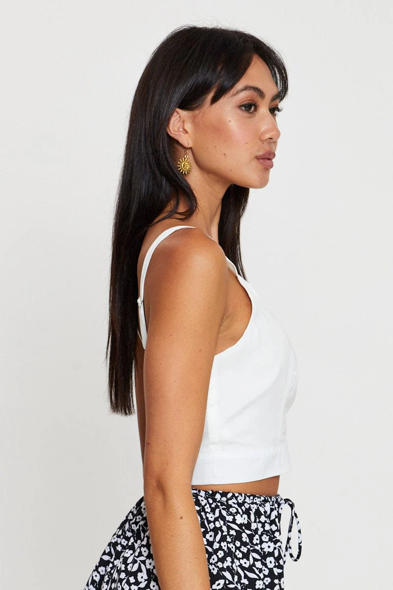 White Crop Top Sleeveless
