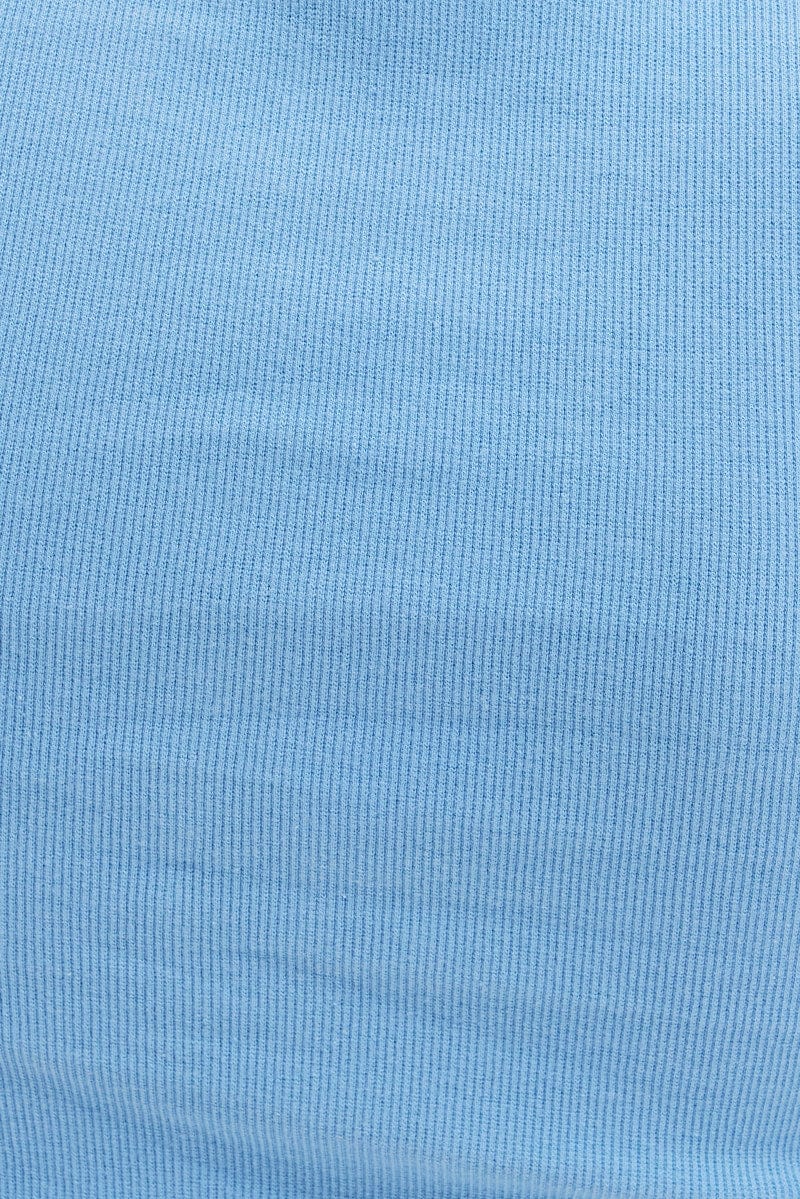 Blue Tank Top Sleeveless Crew Neck