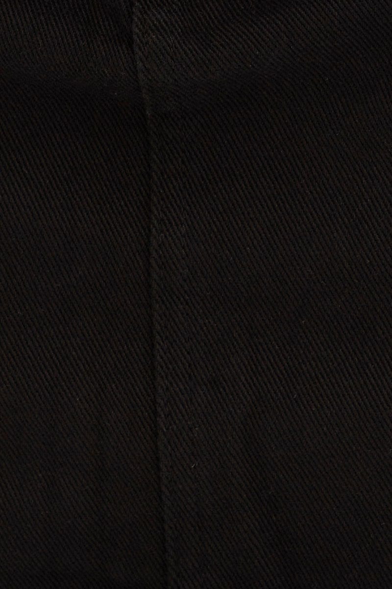 Black Mid Rise Cargo Mini Denim Skirt