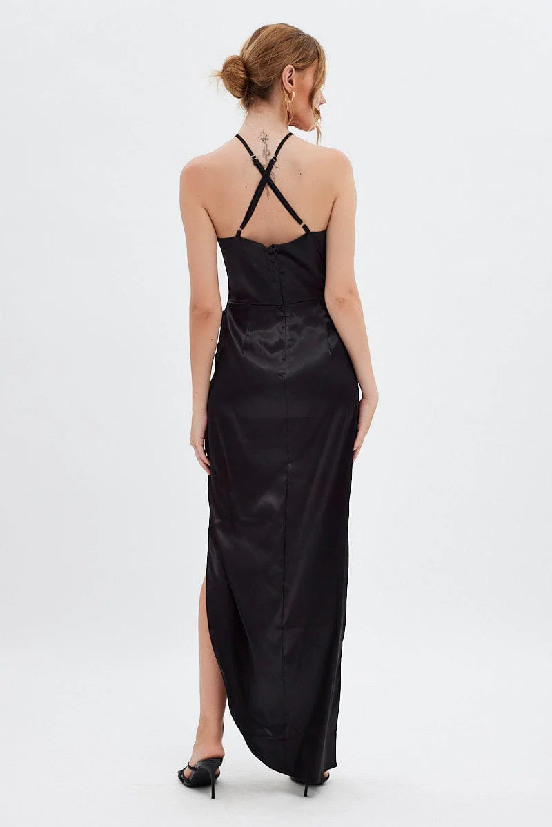 Black Maxi Dress Side Slip
