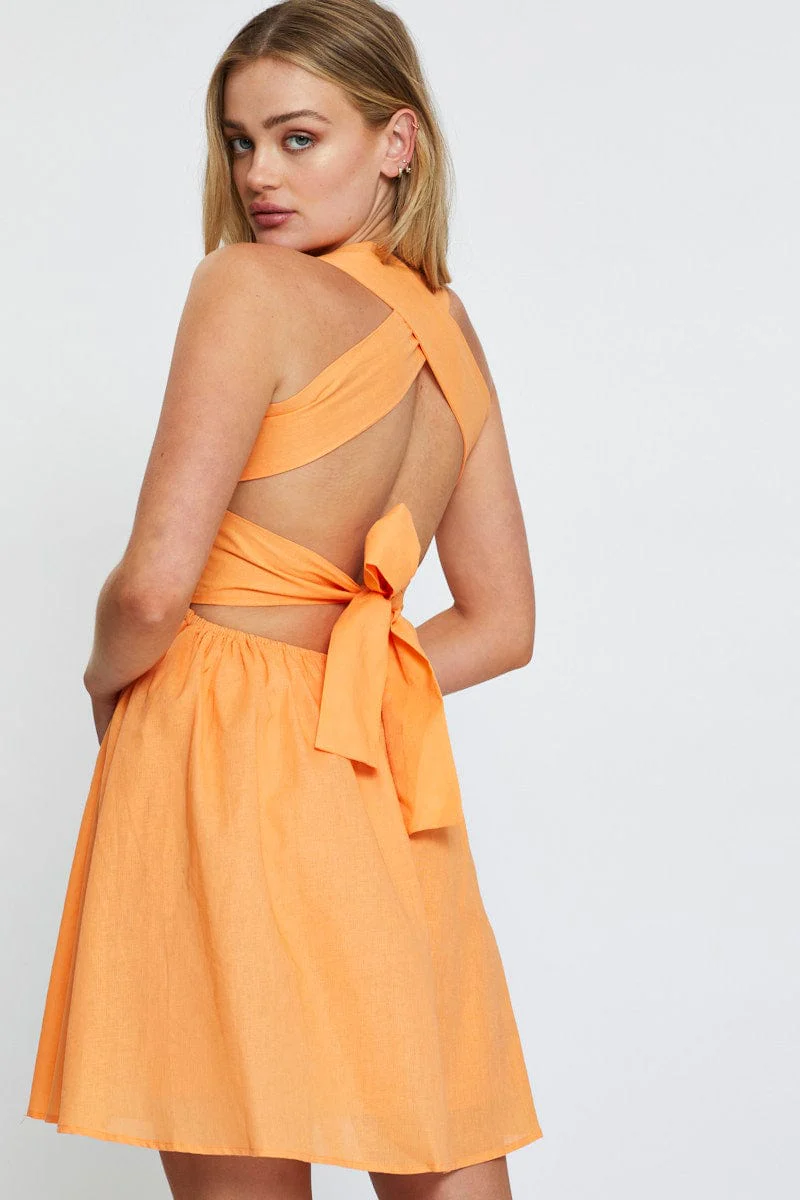Orange Mini Dress Sleeveless