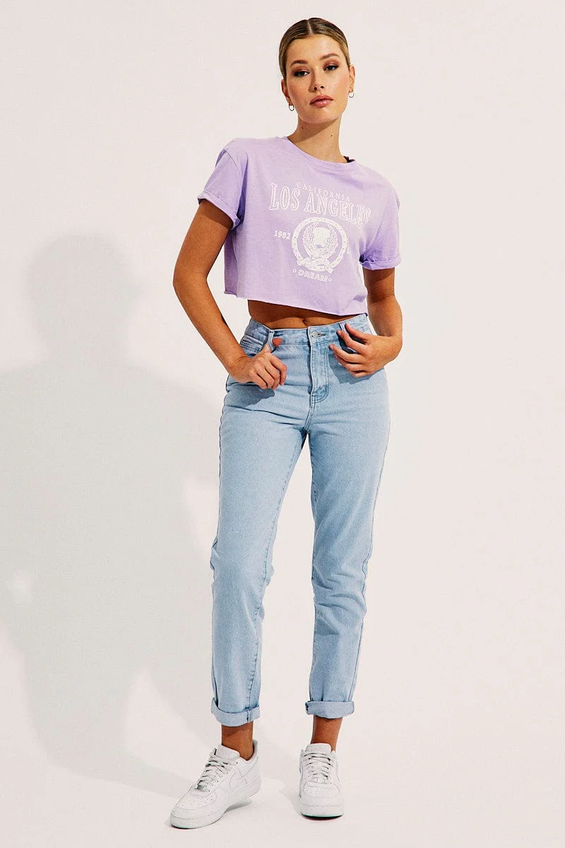 Purple Crop T Shirt