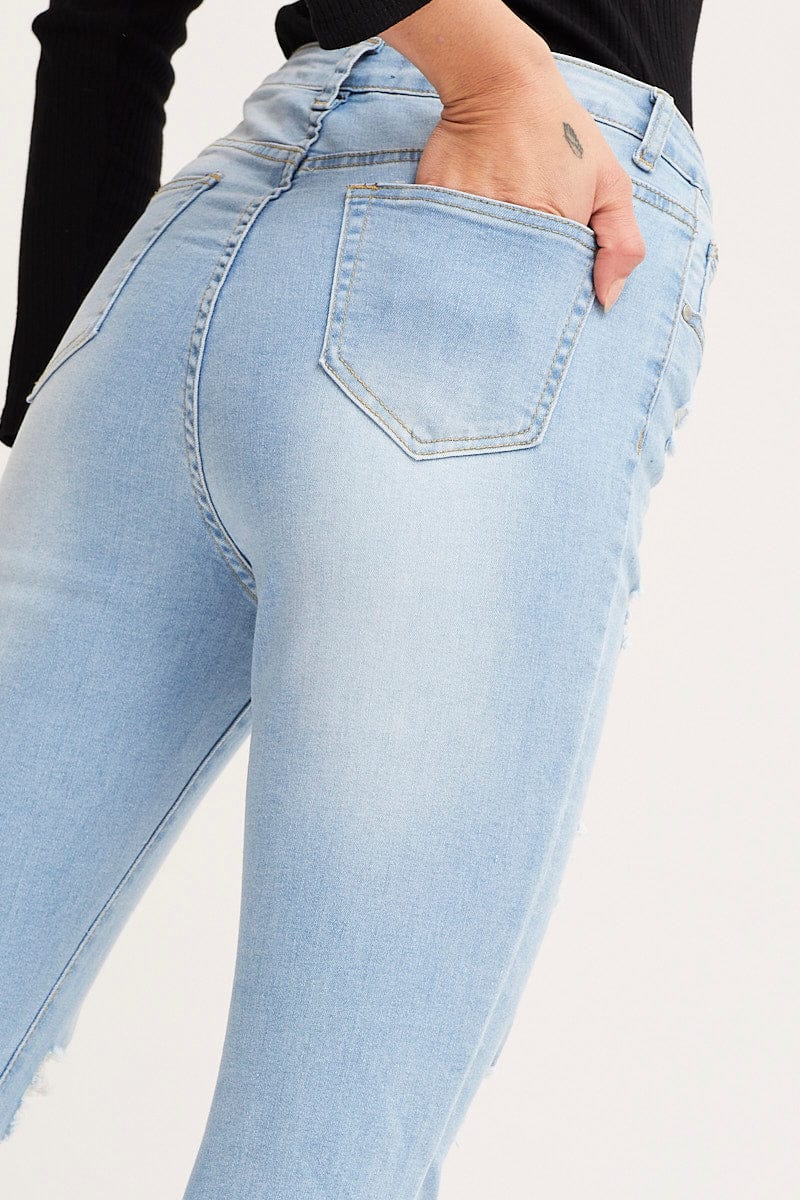 Blue Skinny Denim Jeans High Rise