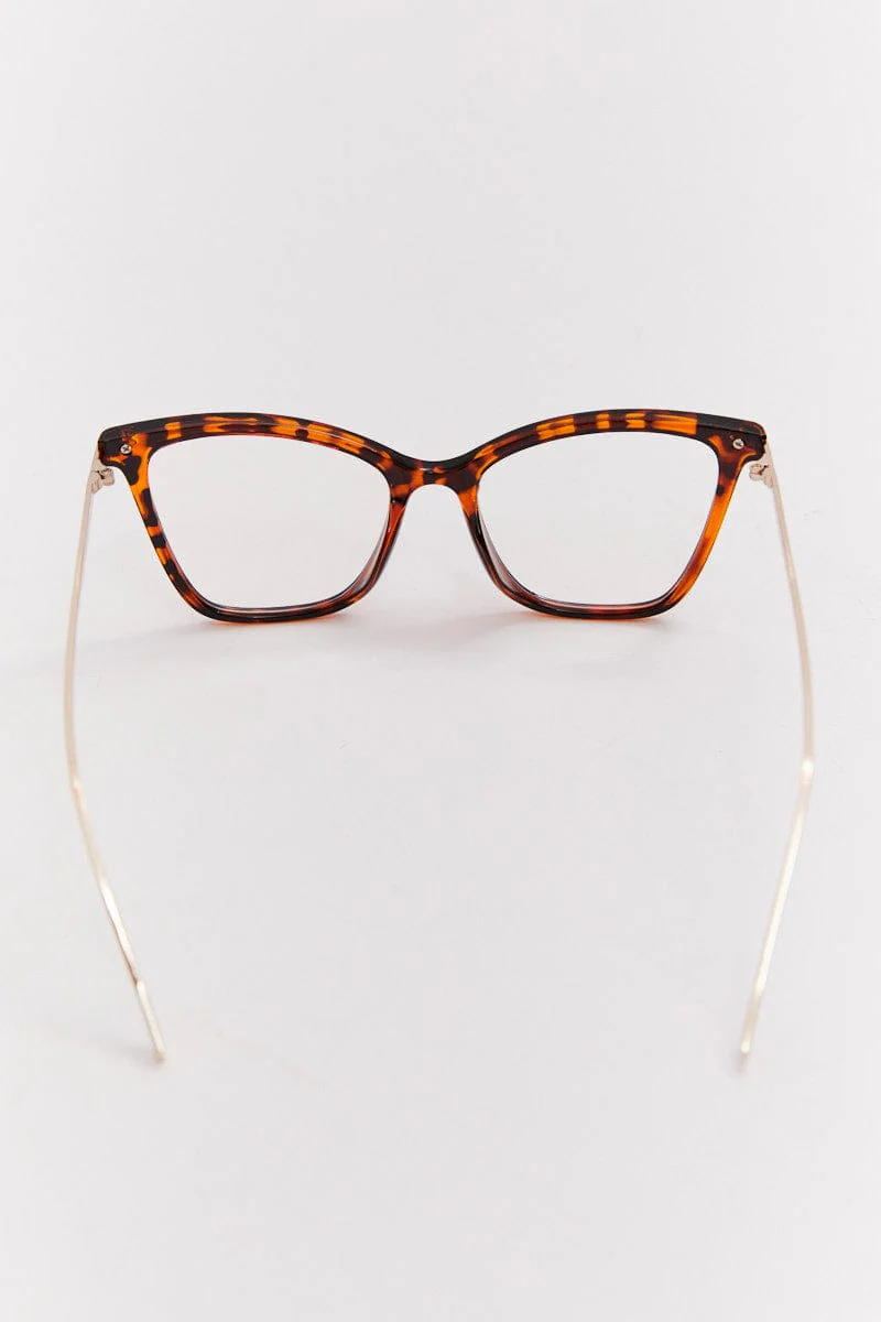 Brown Animal Print Cat Eye Fashion Glasses