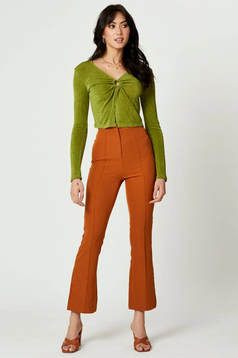 Green Slinky Jersey Long Sleeve Top