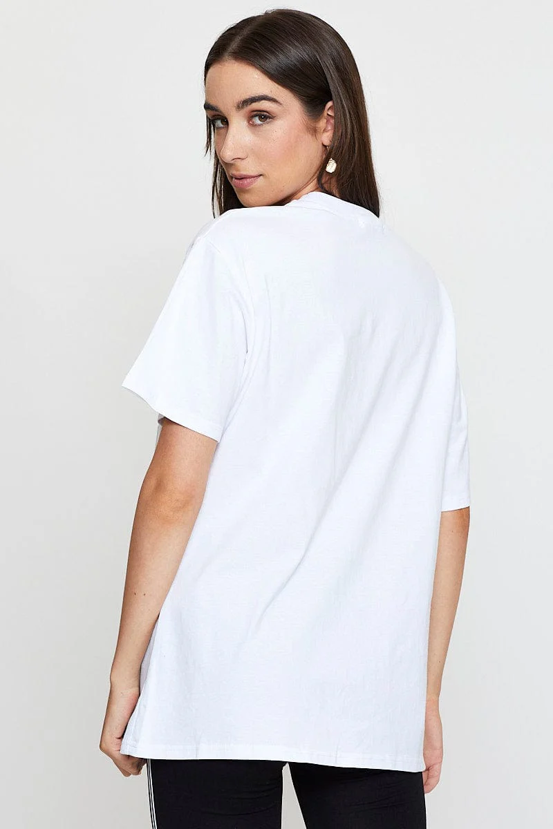 White Graphic T Shirt Short Sleeve