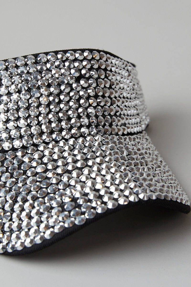 Black Rhinestones Decor Visor