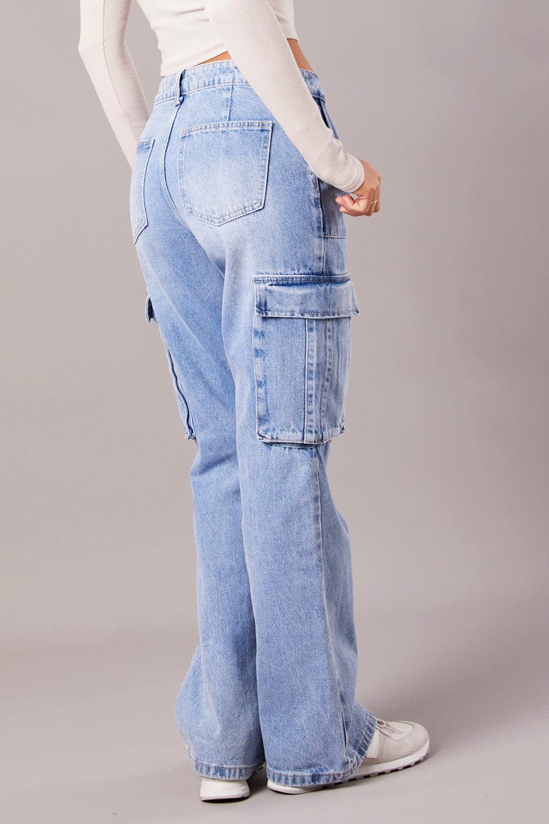 Denim Cargo Jean Mid Rise