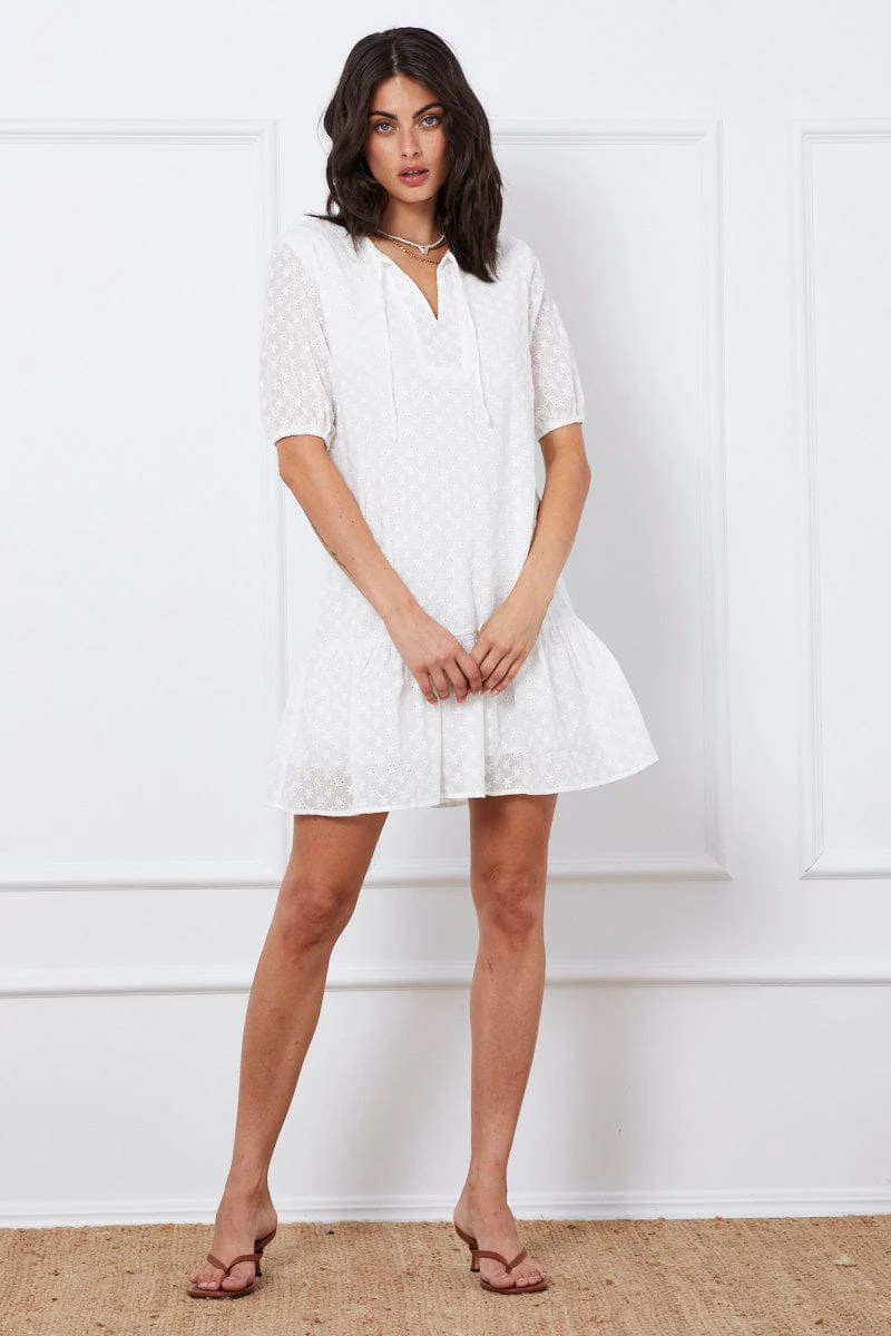 White Mini Dress Short Sleeve