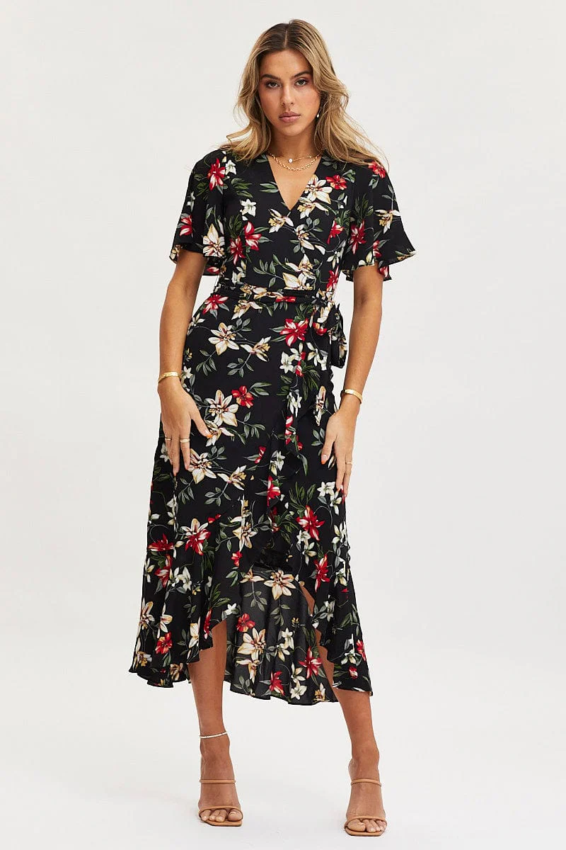 Print Dress Short Sleeve Maxi