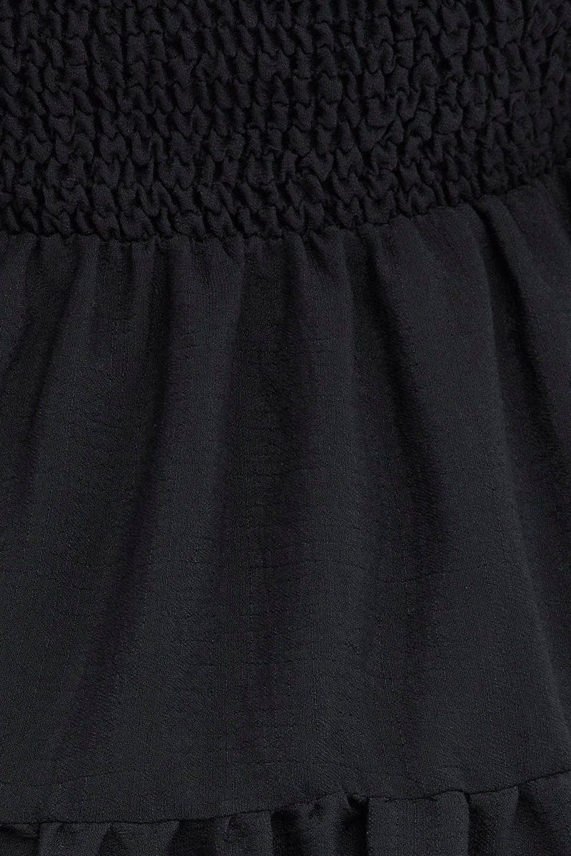 Black Fit and Flare Dress Long Sleeve Tiered