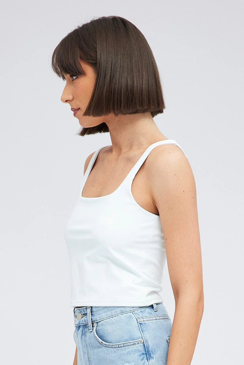 White Tank Top Square Neck Supersoft