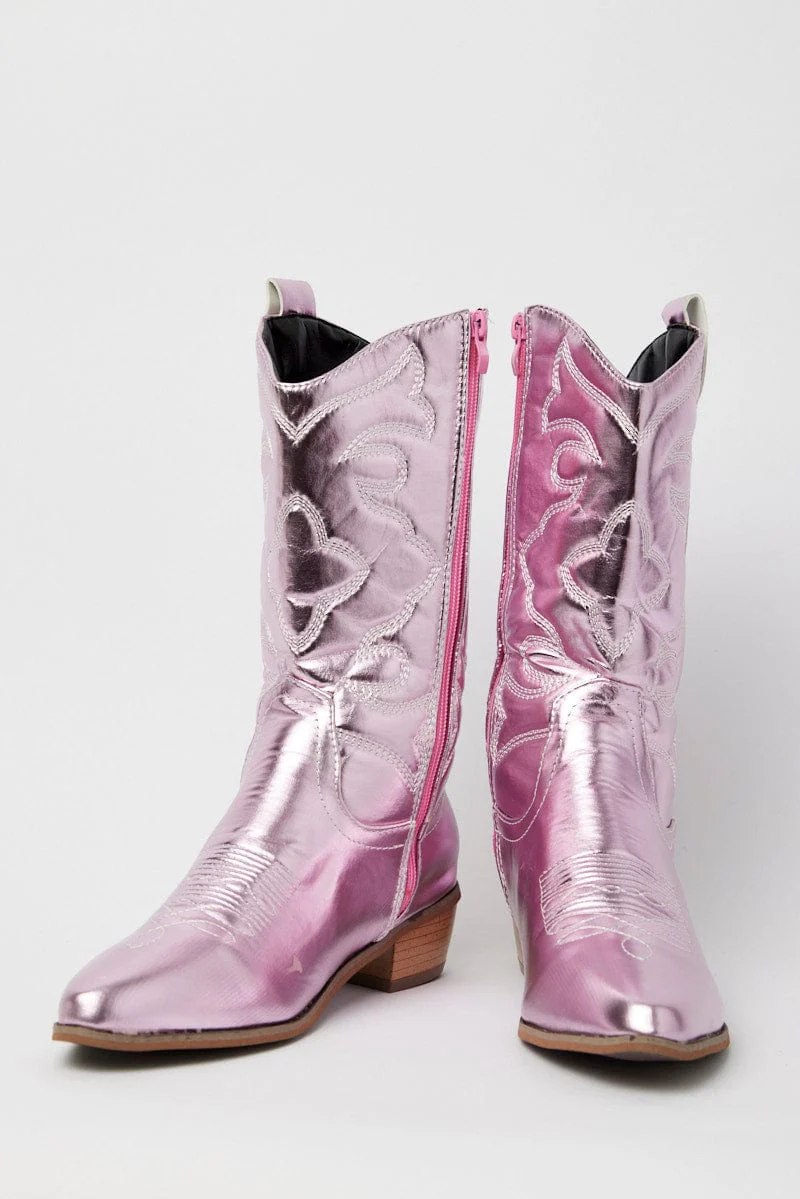 Pink Festival Cowboy Boots