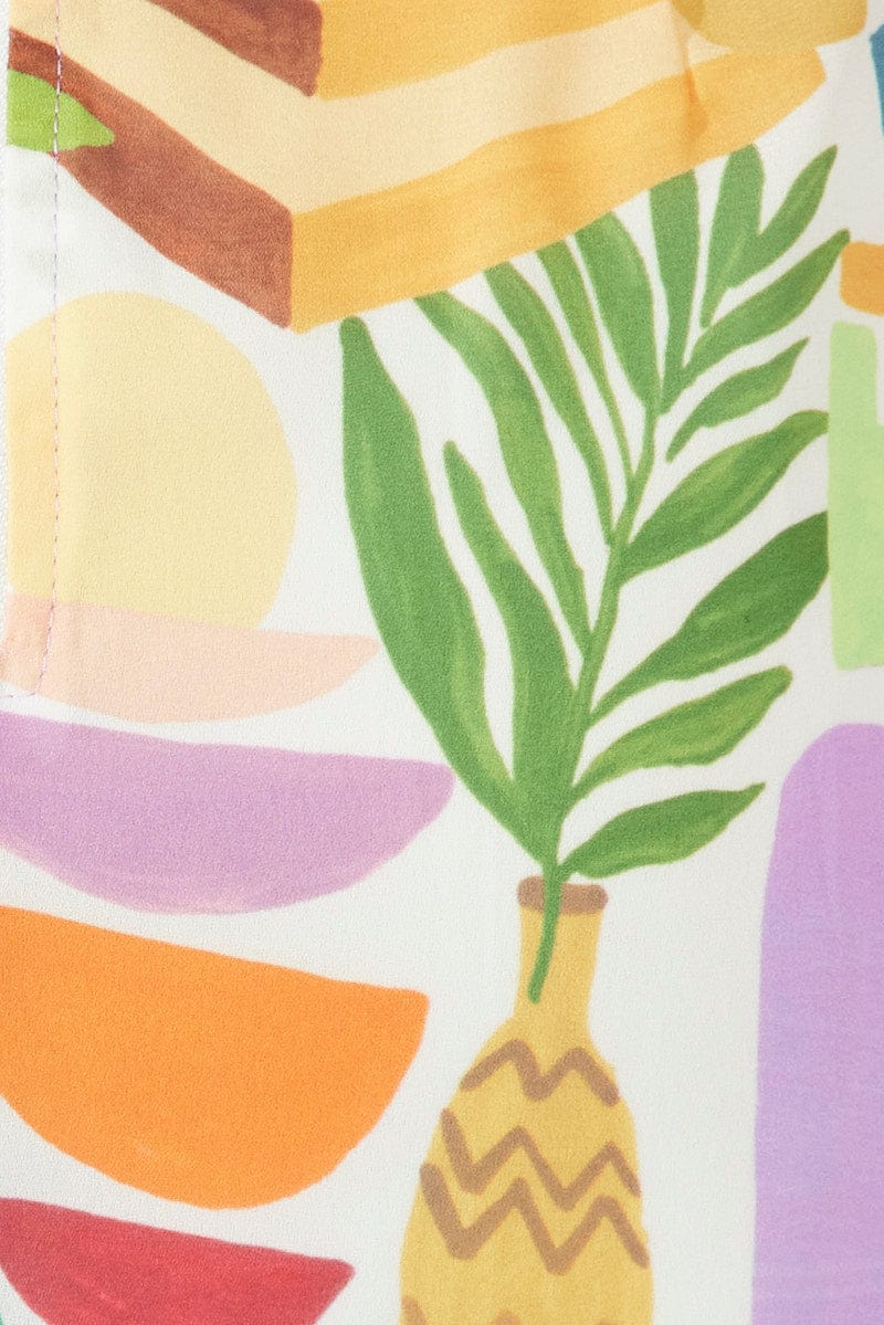 Multi Abstract Mini Skirt High Rise