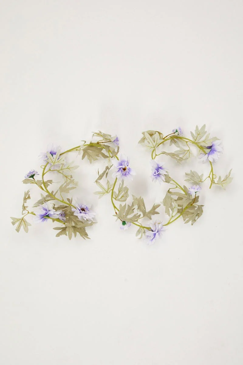 Purple Flower And Leaf Garland