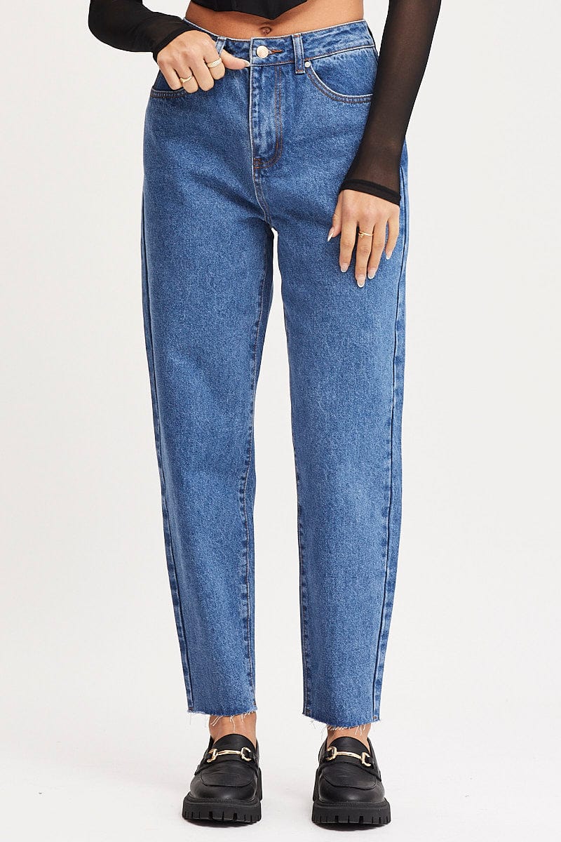 Blue High Rise Mom Jeans