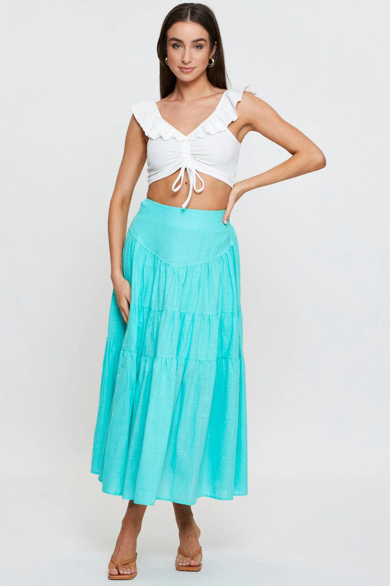 White Frill Detail Top Crop