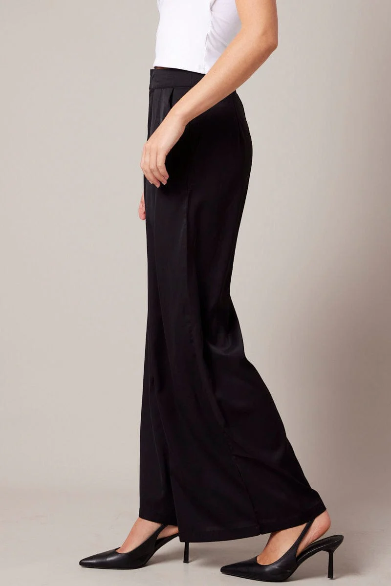 Black Wide Leg Pants High Rise