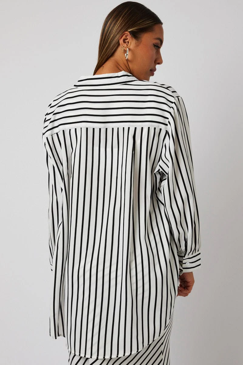 White Stripe Relaxed Shirt Long Sleeve