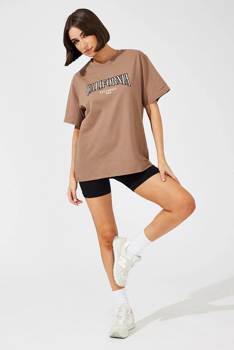 Brown Graphic Tee Short Sleeve