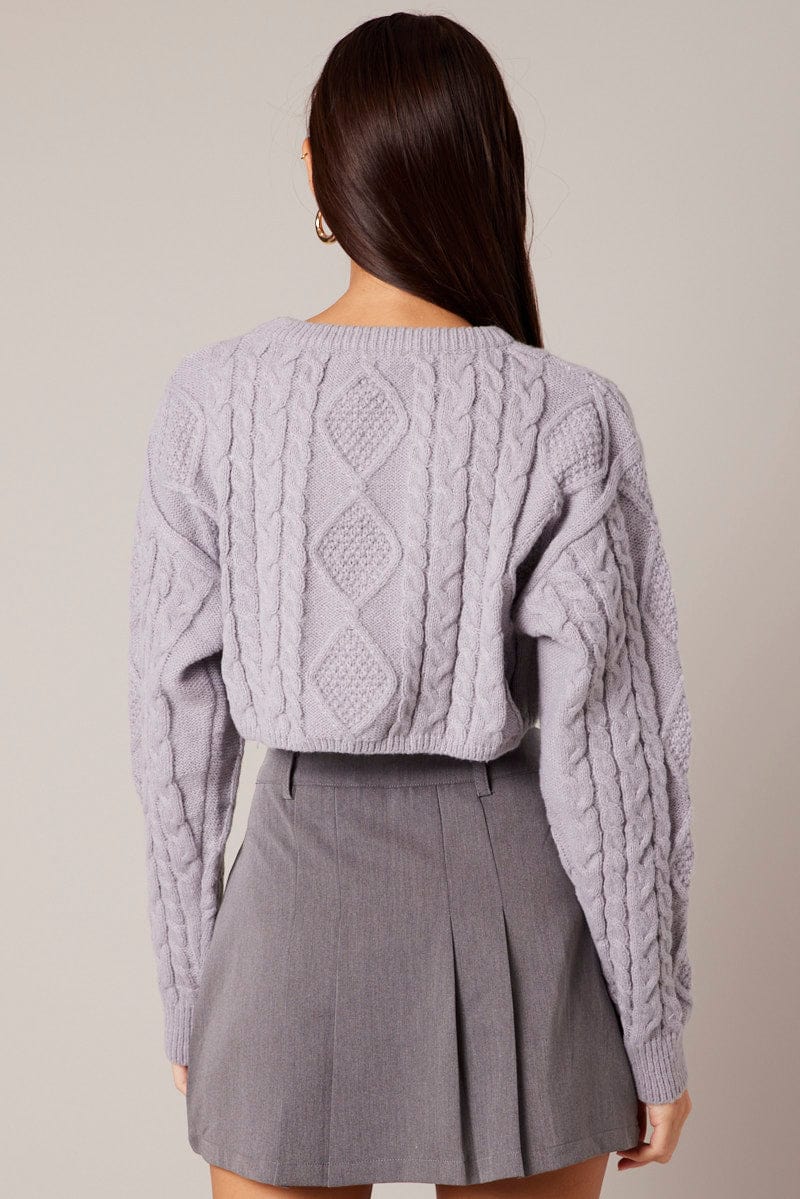 Grey Cable Knit Jumper