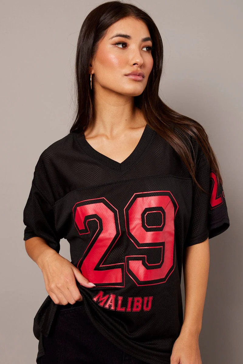 Black Sports Tee Short Sleeve
