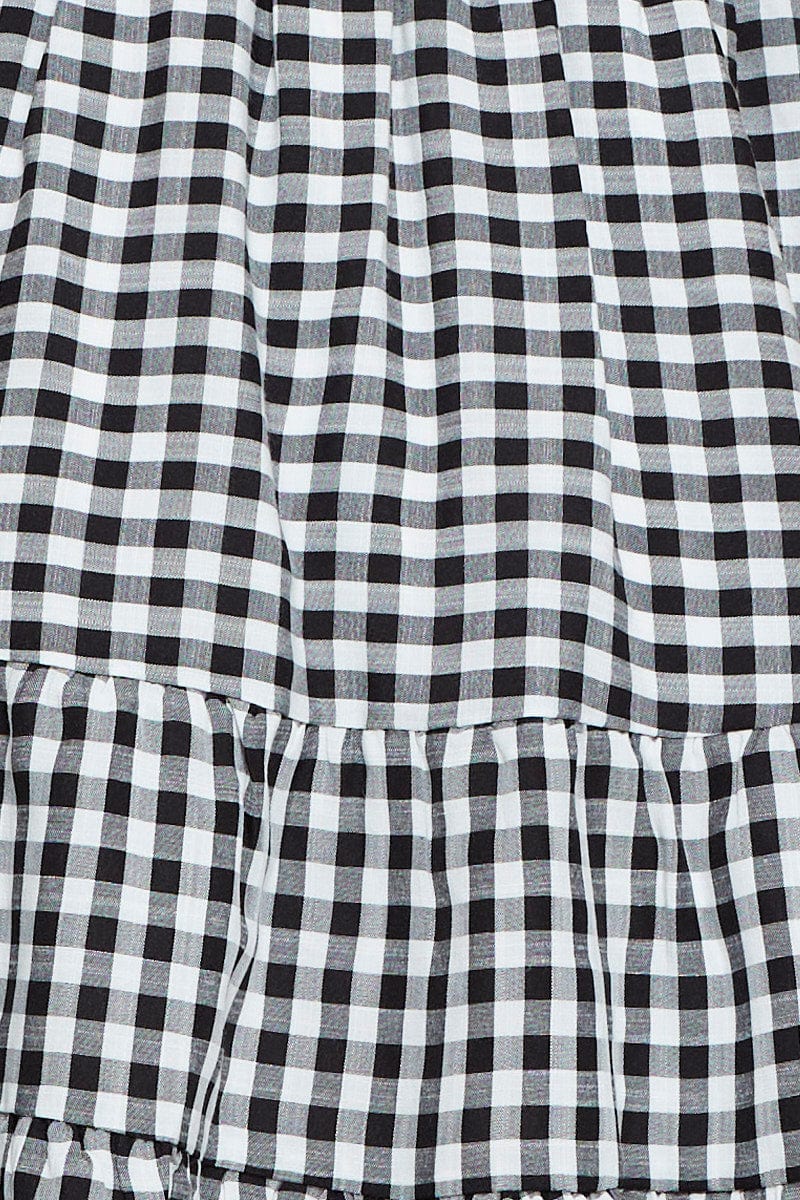 Check Fit And Flare Dress Sleeveless Scoop Neck