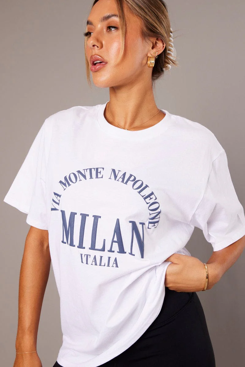 White Graphic Tee Short Sleeve
