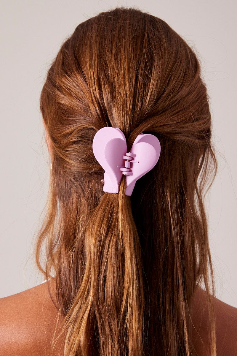Pink Heart Claw Clip