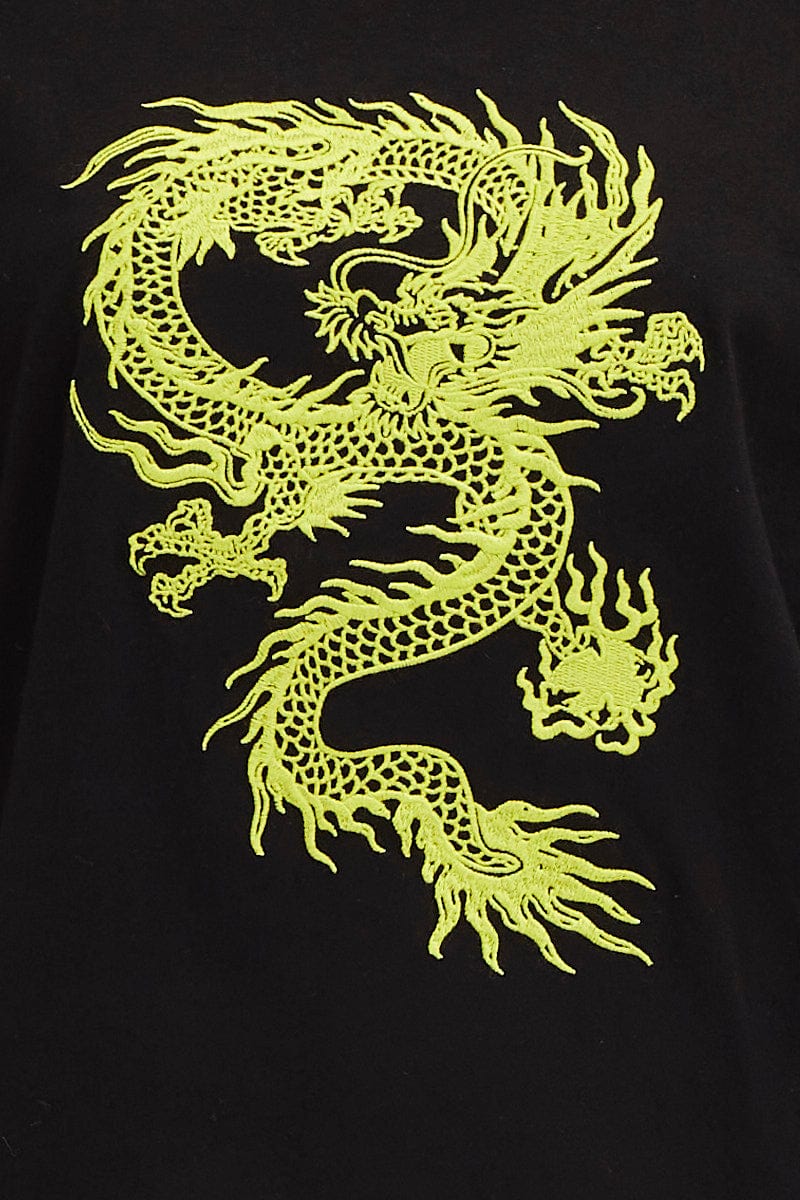 Black Crew Neck Oversized Graphic T-Shirt