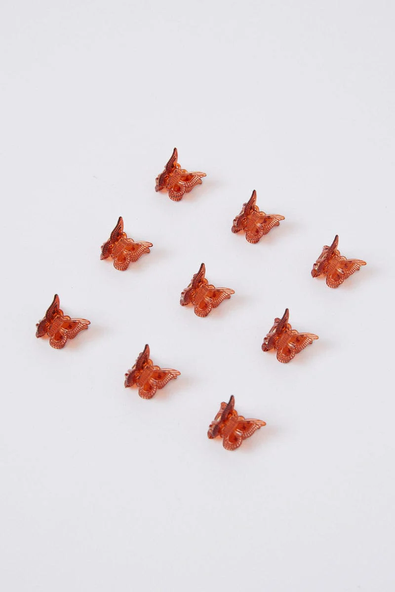 Brown Animal Print 9 Pack Mini Butterfly Claw Clips