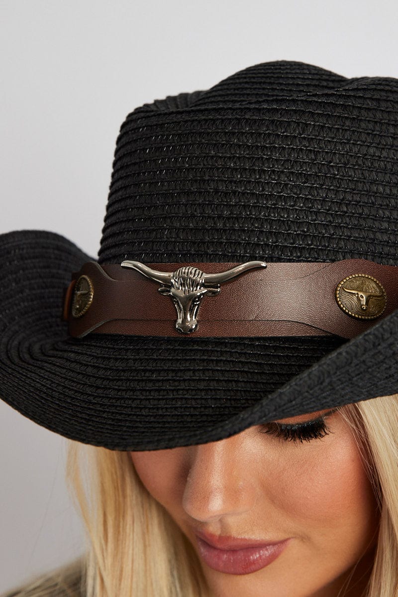 Black Straw Cowboy Hat