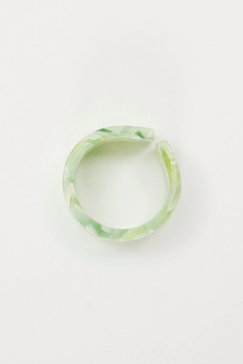Green Marble Chunky Plastic Ring