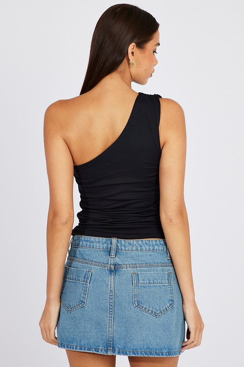 Black Supersoft Top One Shoulder