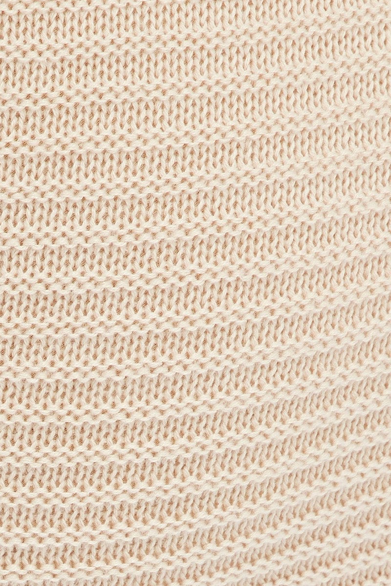 Beige Knit Skirt Midi Crochet