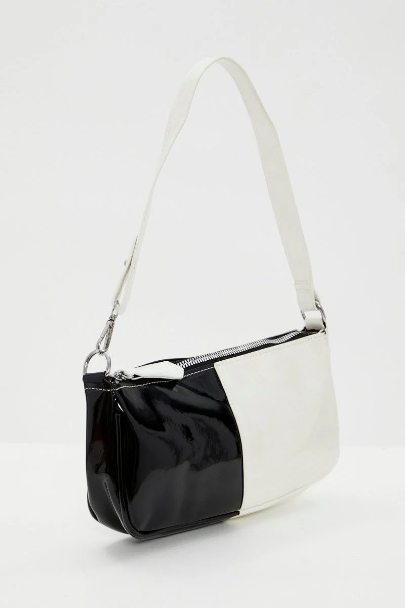 Stripe Half And Half Monochrome Under Arm Bag
