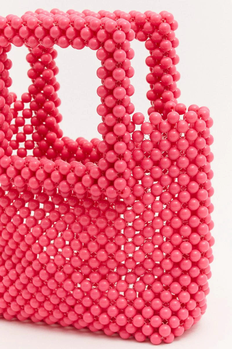 Pink Faux Pearl Bucket Bag
