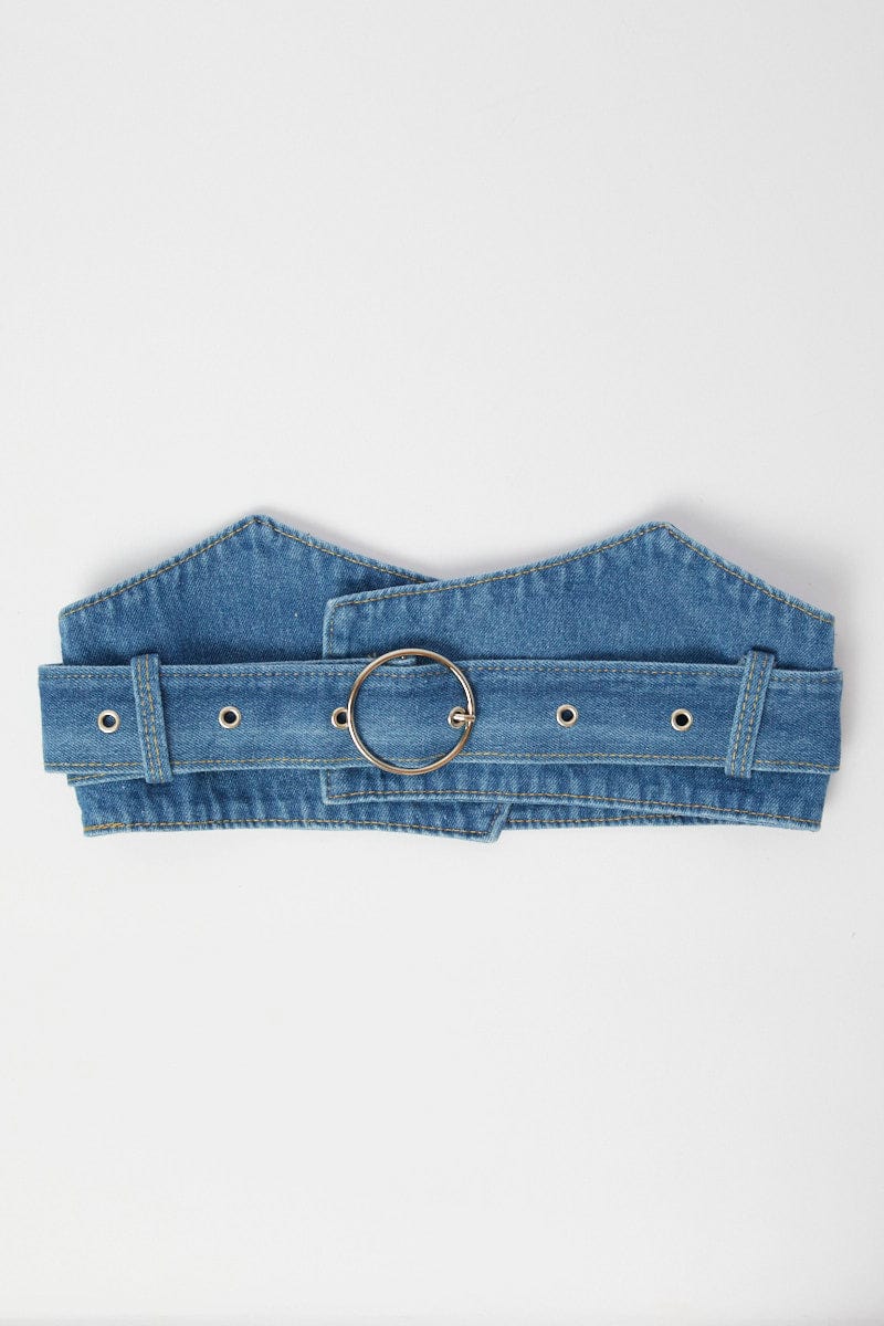 Blue Wide Corset Belt Waistband