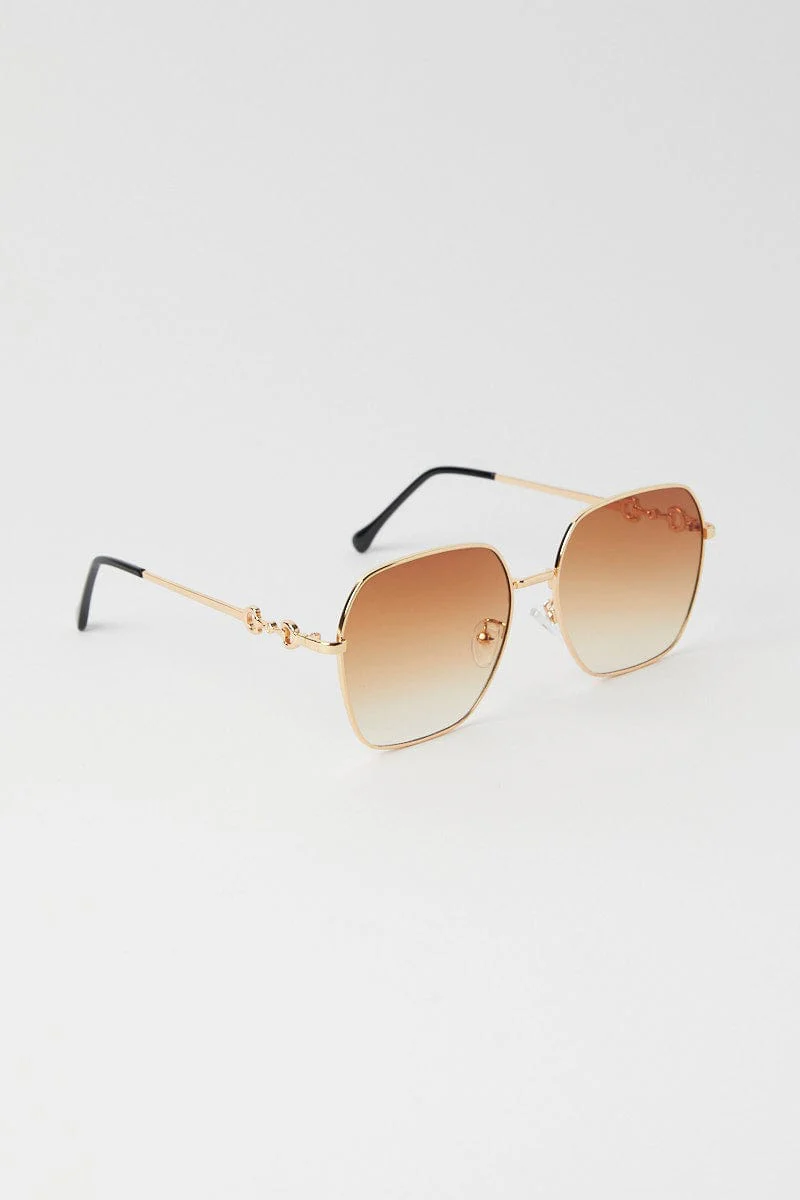 Brown Metal Frame Sunglasses
